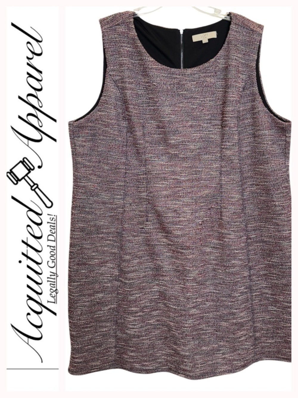 LOFT Plus Sleeveless Tweed Shift Lined Heavy Dress